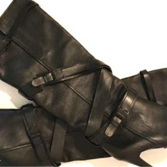 Rose gold Pasha black high heeled boots size 6.5 - Picture 3 of 3